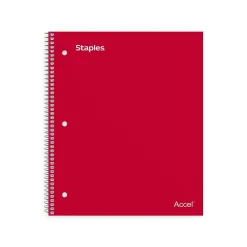 Subject Notebooks|Staples Premium 2-Subject Notebook, 8.5" x 11", College Ruled, 120 Sheets, (TR58312) Red