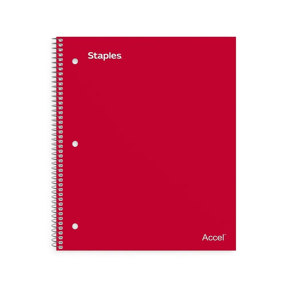 Subject Notebooks|Staples Premium 2-Subject Notebook, 8.5" x 11", College Ruled, 120 Sheets, (TR58312) Red