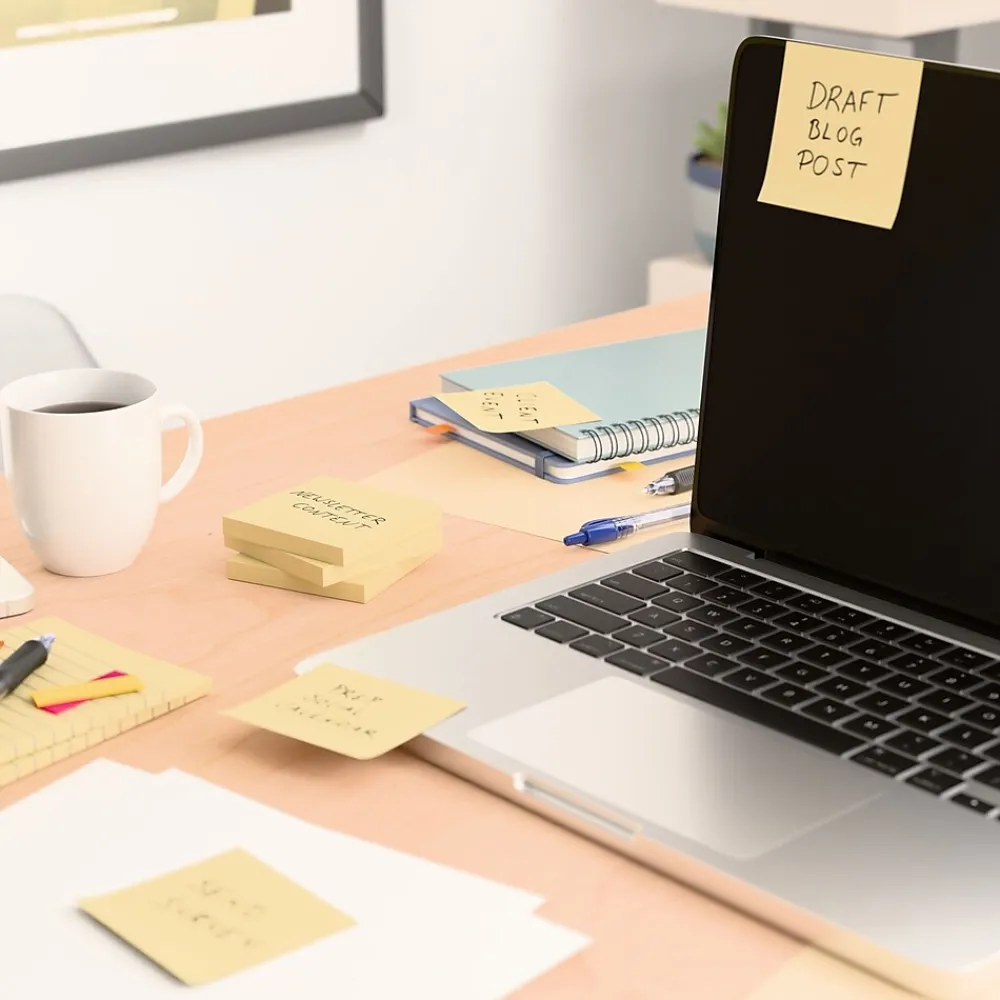 Sticky Notes*Staples Recycled Notes, 3" x 3", Sunshine Collection, 100 Sheet/Pad, 36 Pads/Pack (S-33YR36)