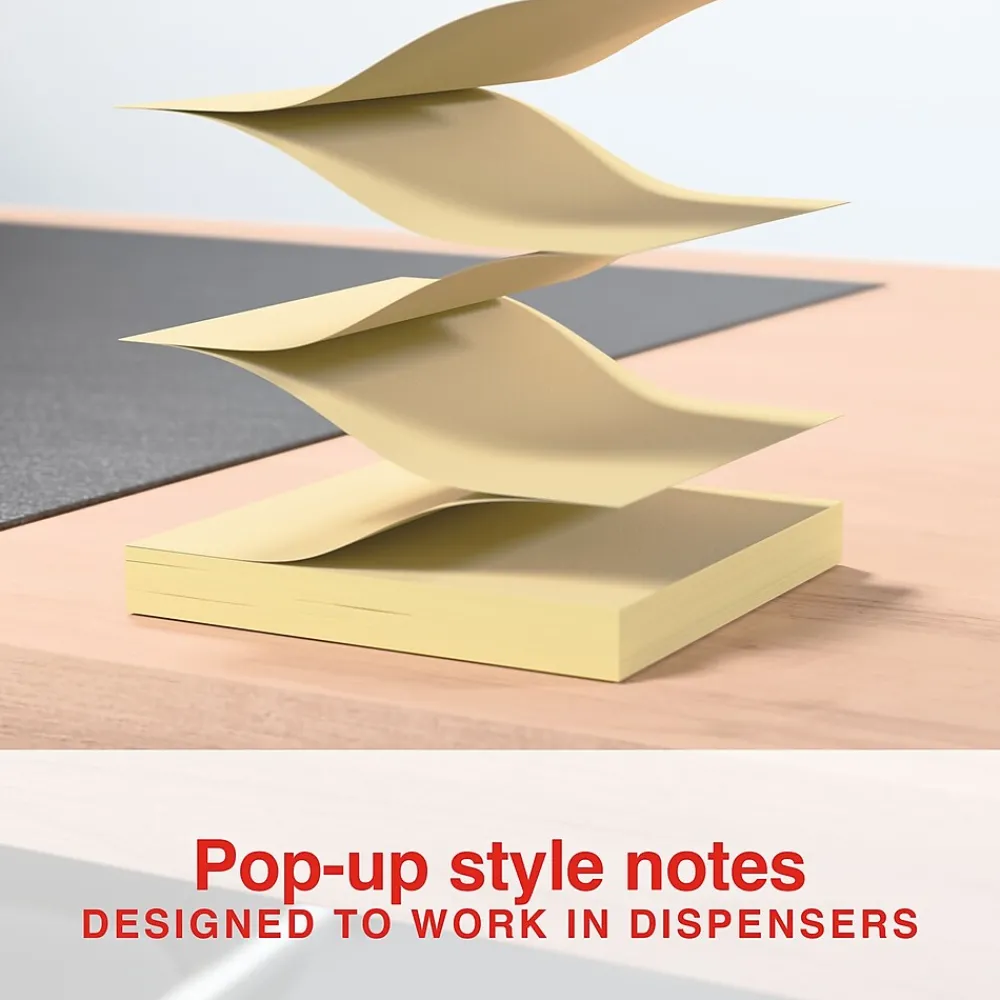 Sticky Notes*Staples Recycled Pop-up Notes, 3" x 3", Sunshine Collection, 100 Sheet/Pad, 12 Pads/Pack (S33YRP12/52563)