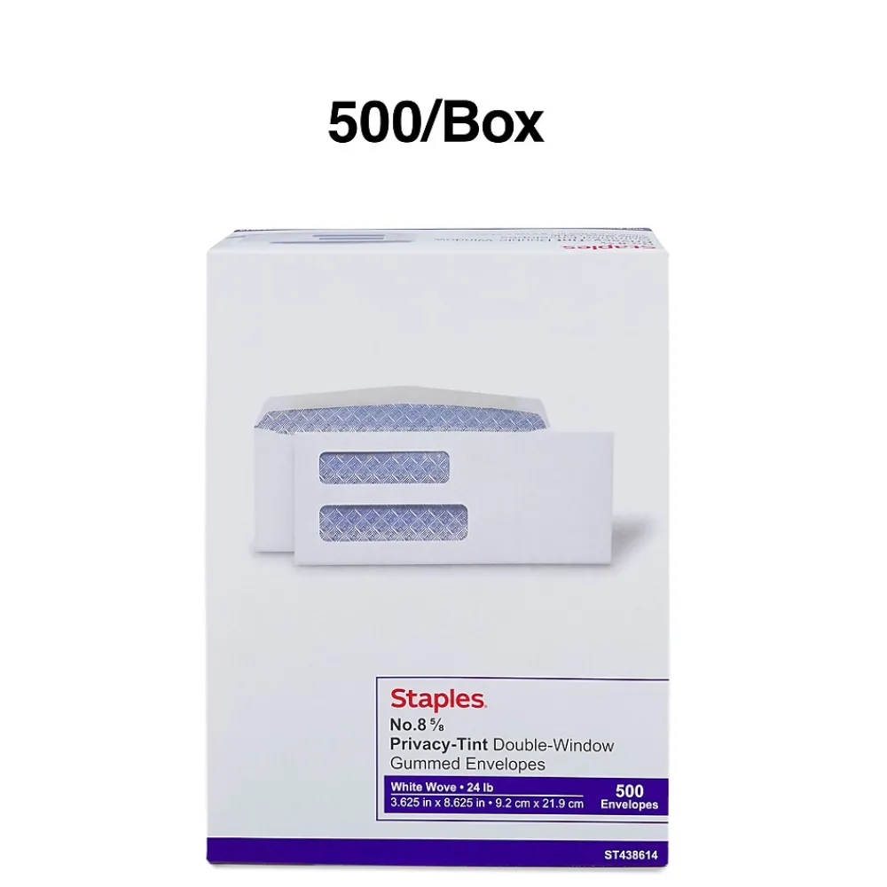 Clearance Staples Security Tinted #8 Business Envelopes, 3 5/8" x 8 5/8", White, 500/Box (438614-CC)