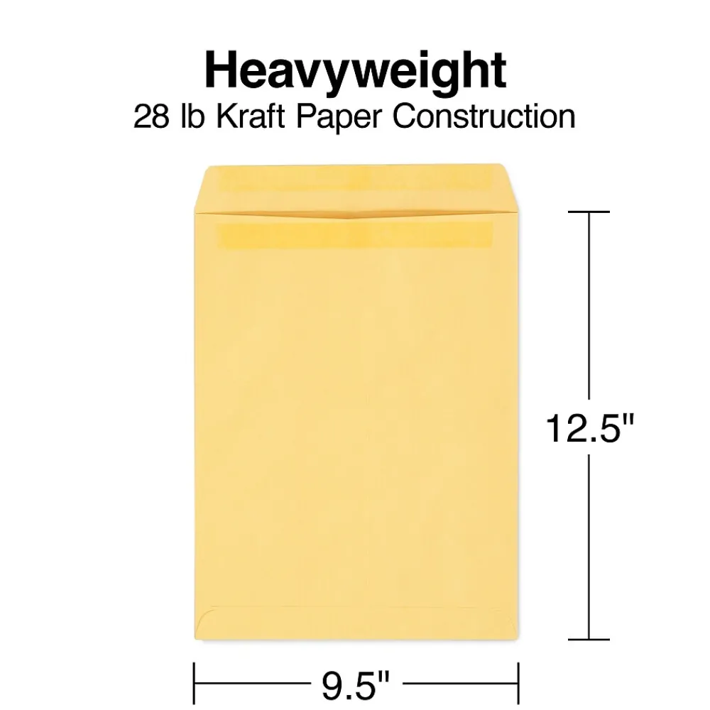 Clearance Staples Self Seal Kraft Catalog Envelopes, 9.5"L x 12.5"H, Brown, 100/Box (SPL381962)
