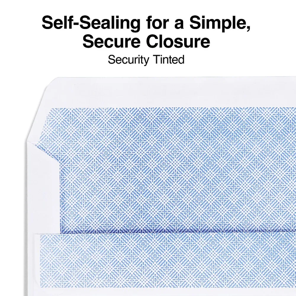 Online Staples Self Seal Self Seal Security Tinted #10 Window Envelopes, 4 1/8" x 9 1/2", White Wove, 500/Box (ST511290-CC)