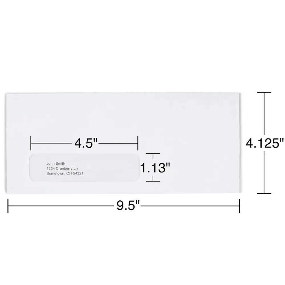 Online Staples Self Seal Self Seal Security Tinted #10 Window Envelopes, 4 1/8" x 9 1/2", White Wove, 500/Box (ST511290-CC)