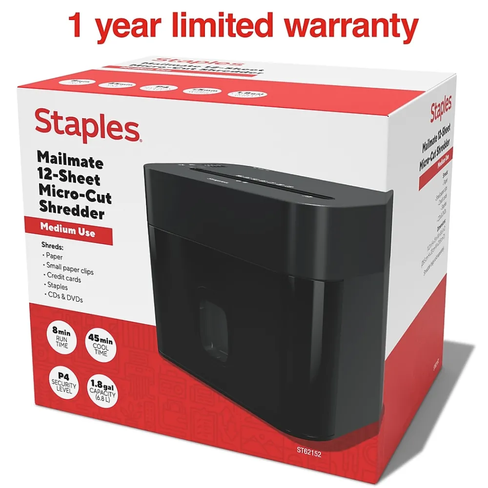 Discount Staples 12-Sheet Micro-Cut Multi-Media Shredder (ST62152)