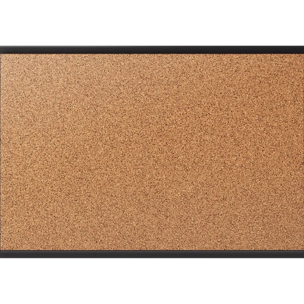 Bulletin*Staples Standard Durable Cork Bulletin Board, Black Aluminum Frame, 3'x 2' (28674-CC)