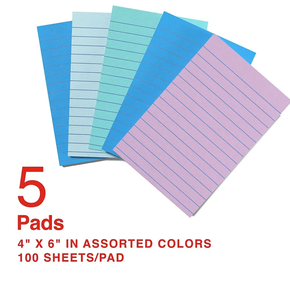 Sticky Notes*Staples Stickies Standard Notes, 4" x 6" Assorted, 100 Sheets/Pad, 5 Pads/Pack (S-46WC5/52573)