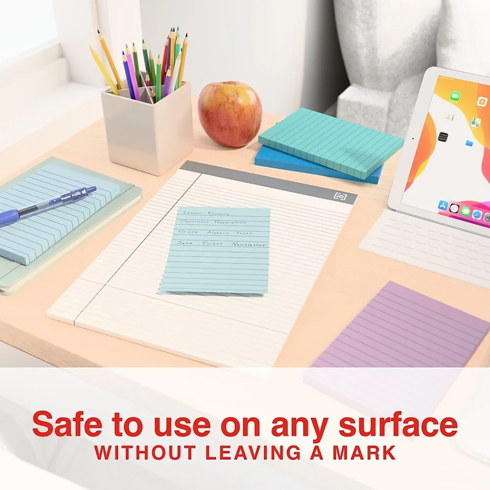 Sticky Notes*Staples Stickies Standard Notes, 4" x 6" Assorted, 100 Sheets/Pad, 5 Pads/Pack (S-46WC5/52573)