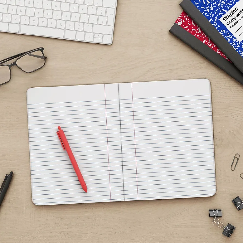 Composition Notebooks|Staples 1-Subject Composition Notebooks, 7.5" x 9.75", College Ruled, 100 Sheets (ST55063C)