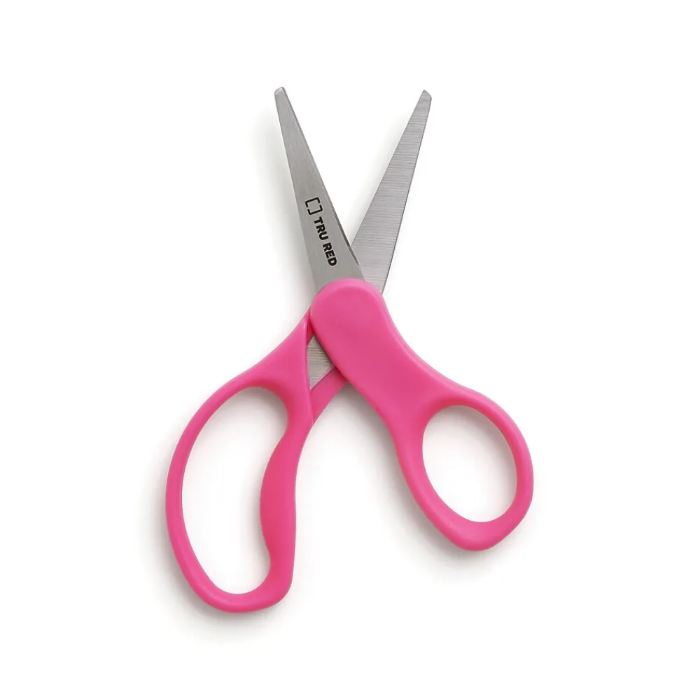 Scissors|Staples Teacher Pack 5" Kids Pointed Tip Stainless Steel Scissors, Straight Handle, Right & Left Handed, 12/Pack (TR55057)
