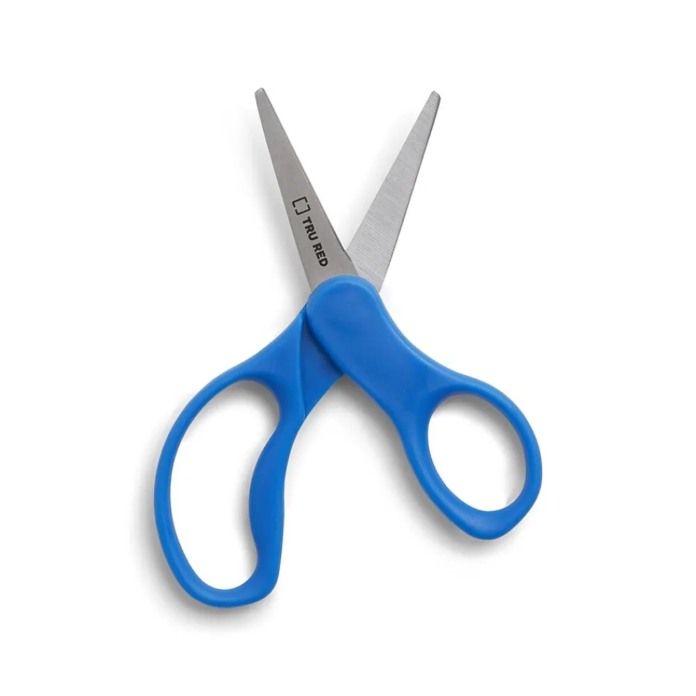 Scissors|Staples Teacher Pack 5" Kids Pointed Tip Stainless Steel Scissors, Straight Handle, Right & Left Handed, 12/Pack (TR55057)