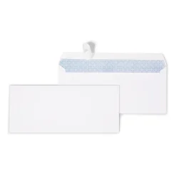 Online Staples Tear-Resistant EasyClose Security Tinted #10 Business Envelopes, 4 1/8" x 9 1/2", White, 100/Box (21573)