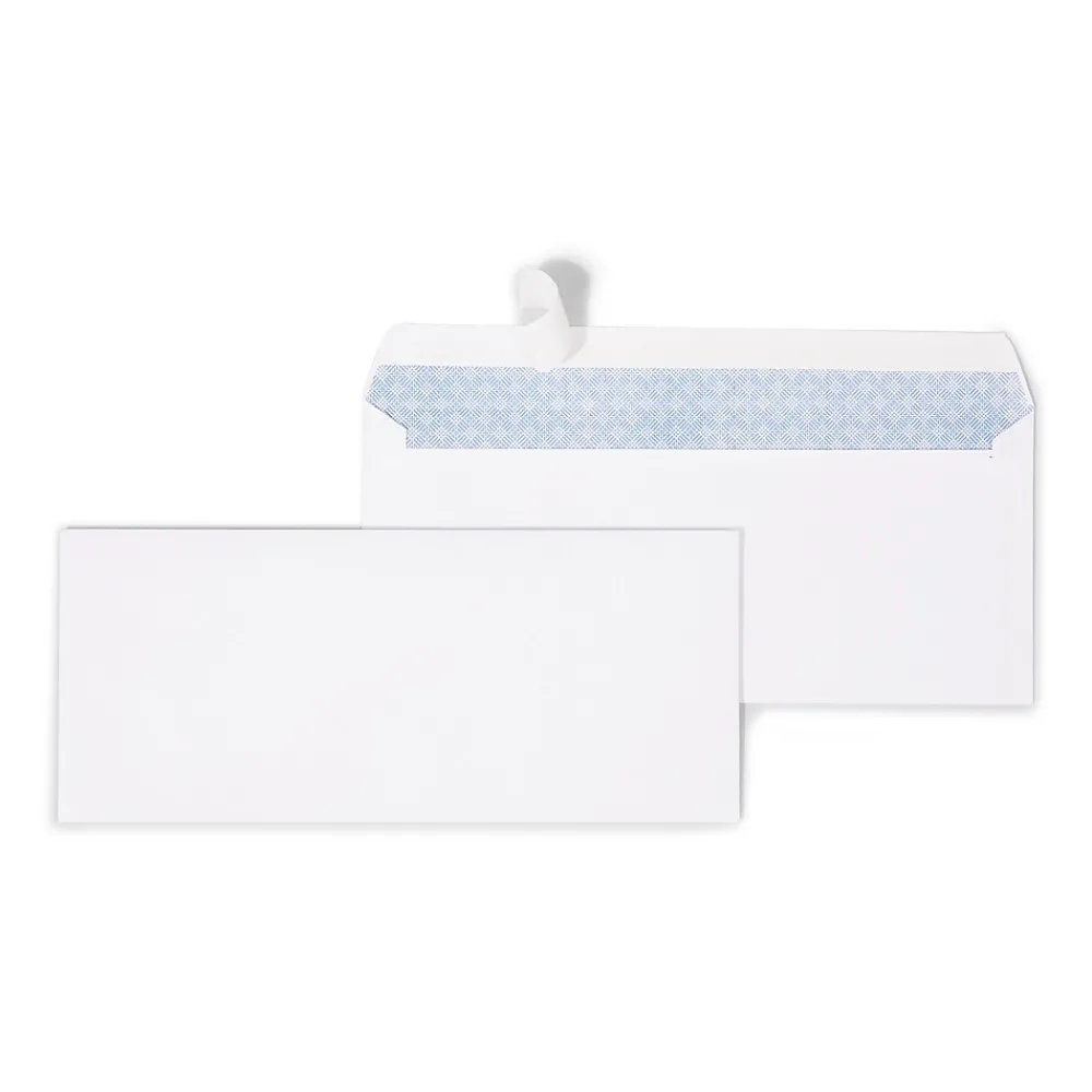 Online Staples Tear-Resistant EasyClose Security Tinted #10 Business Envelopes, 4 1/8" x 9 1/2", White, 100/Box (21573)