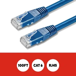 Staples TECH 100' Cat-6 Ethernet Cable, Male to Male, Blue (ST62452)
