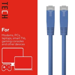 Staples TECH 25 ft. Cat-6 Ethernet Cable, Male to Male, Blue (ST62451)