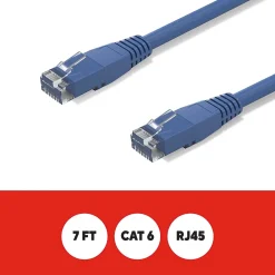 Staples TECH 7 ft. Cat-6 Ethernet Cable, Male to Male, Blue (ST62454)