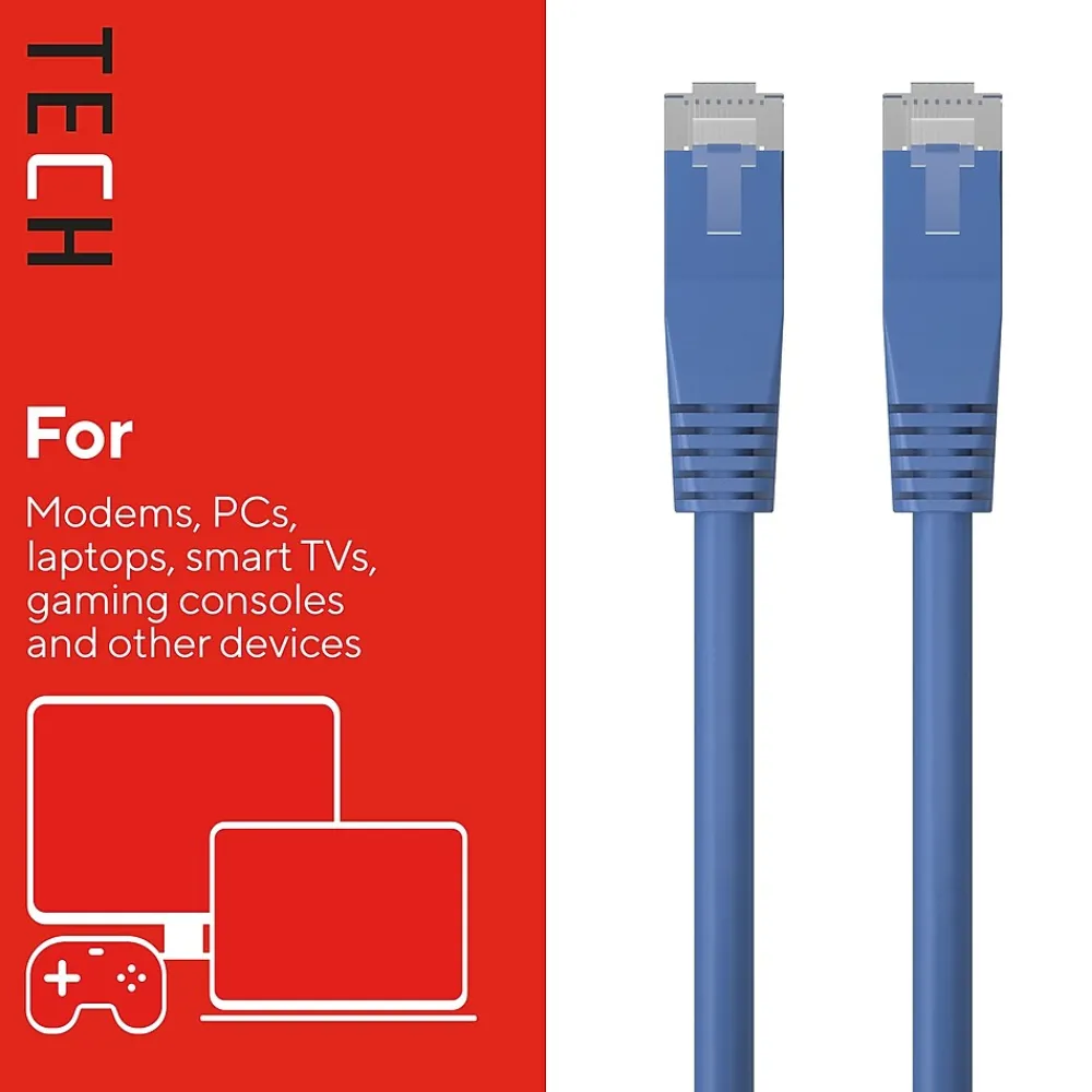 Staples TECH 14 ft. Cat-6 Ethernet Cable, Male to Male, Blue (ST62455)