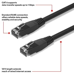 Staples TECH 14 ft. Cat-6 Ethernet Cable, Male to Male, Black (ST62456)