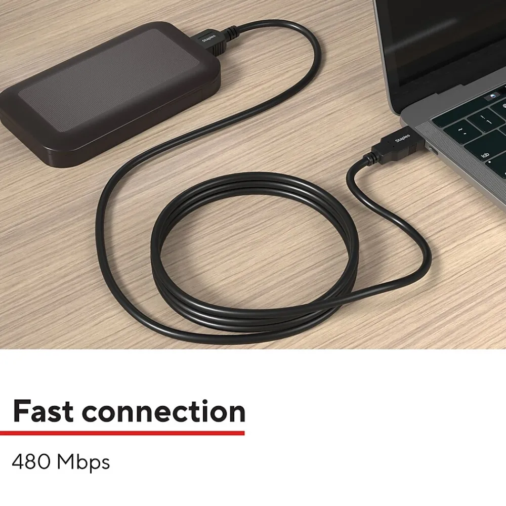 Staples TECH 16 ft. USB-A to USB-B Cable, Male to Male, Black (ST62440)