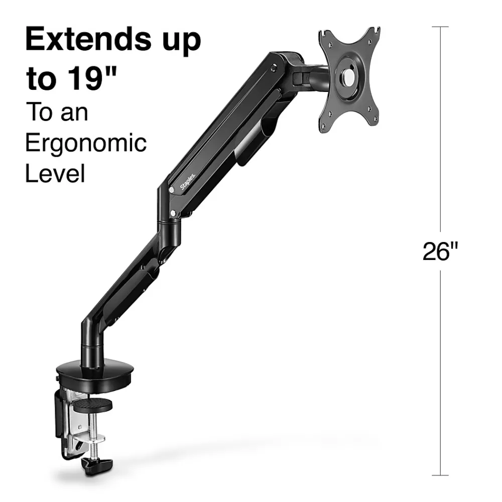 Online Staples TECH Adjustable Arm, Up to 30" Monitor, Black (51728-CC)