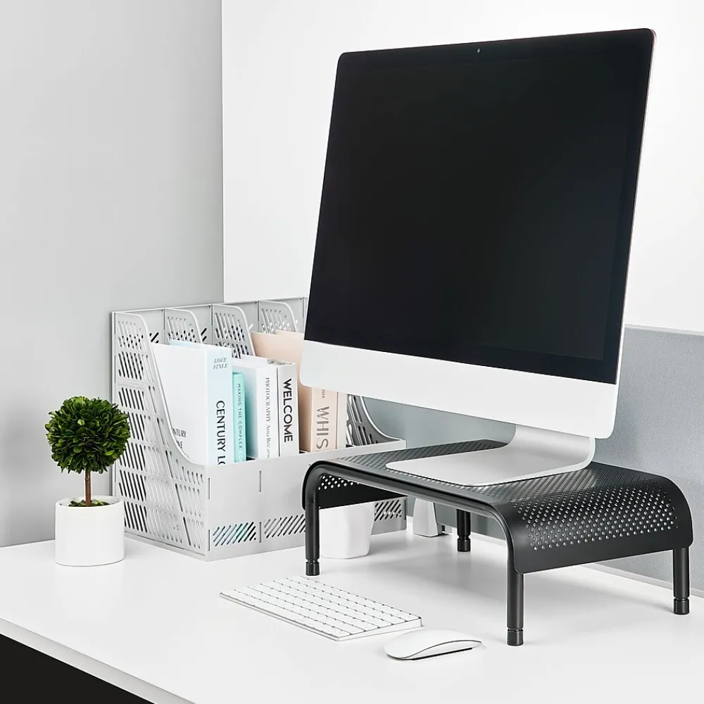 Staples TECH Adjustable Stand, Up to 24" Monitor, Black (29008)
