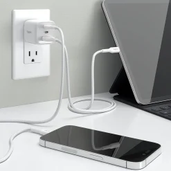 GaN USB-A/USB-C Wall Charger with Cable, 65W, White (ST62326)<Staples TECH