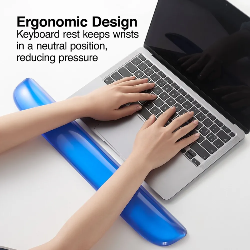 Online Staples TECH Gel Non-Skid Wrist Rest, Crystal (79038) Blue