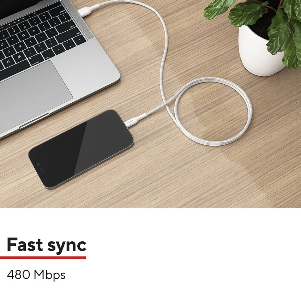 Lightning to USB-A Charging Cable, 6.6 ft., White (ST62331)<Staples TECH Hot