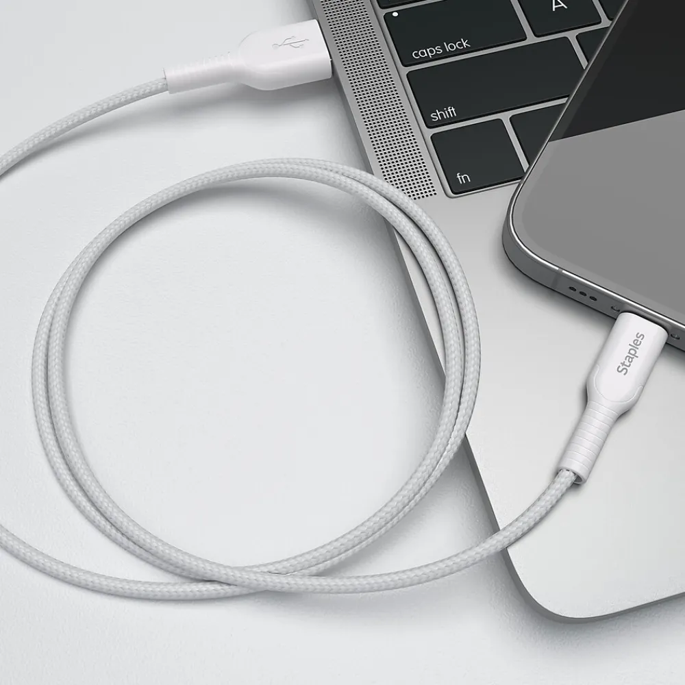 Lightning to USB-C Charging Cable, 6.5 ft., White (ST62333)<Staples TECH Hot