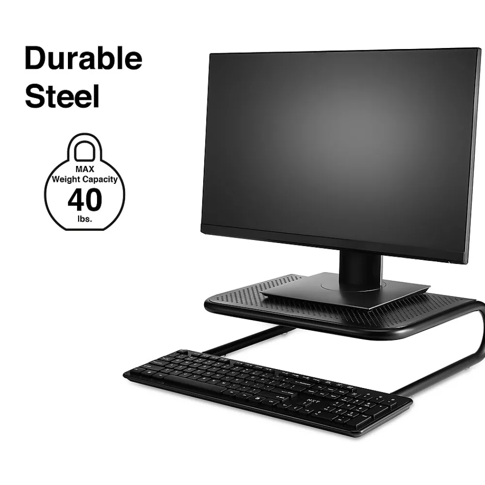 Sale Staples TECH Monitor Stand, Up to 27" Monitor, Black (35548)