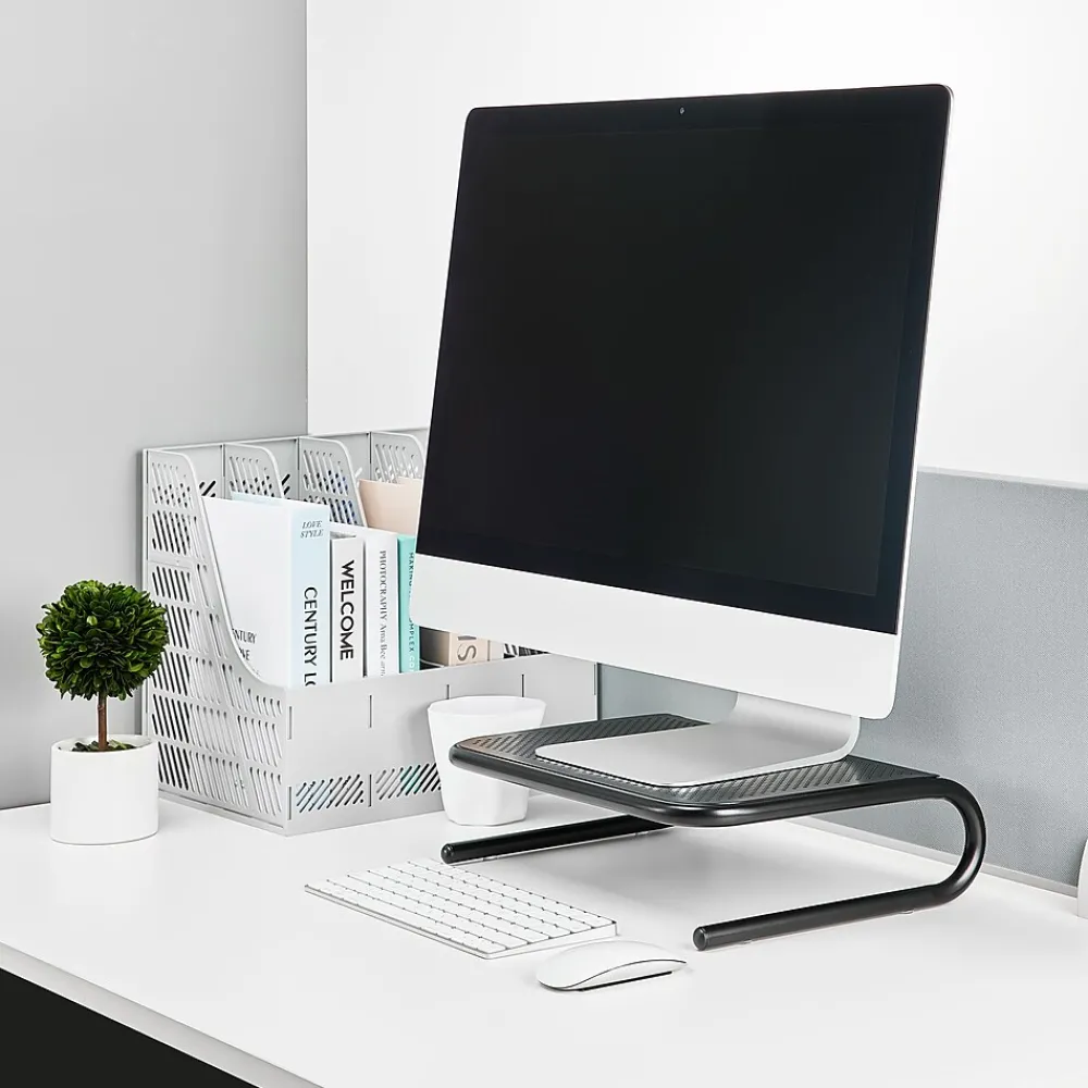 Sale Staples TECH Monitor Stand, Up to 27" Monitor, Black (35548)