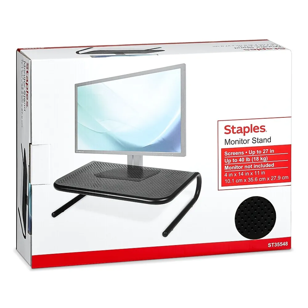 Sale Staples TECH Monitor Stand, Up to 27" Monitor, Black (35548)