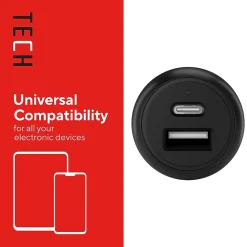 USB-A/USB-C Car Charger, 32W, Black (ST62340)<Staples TECH Outlet