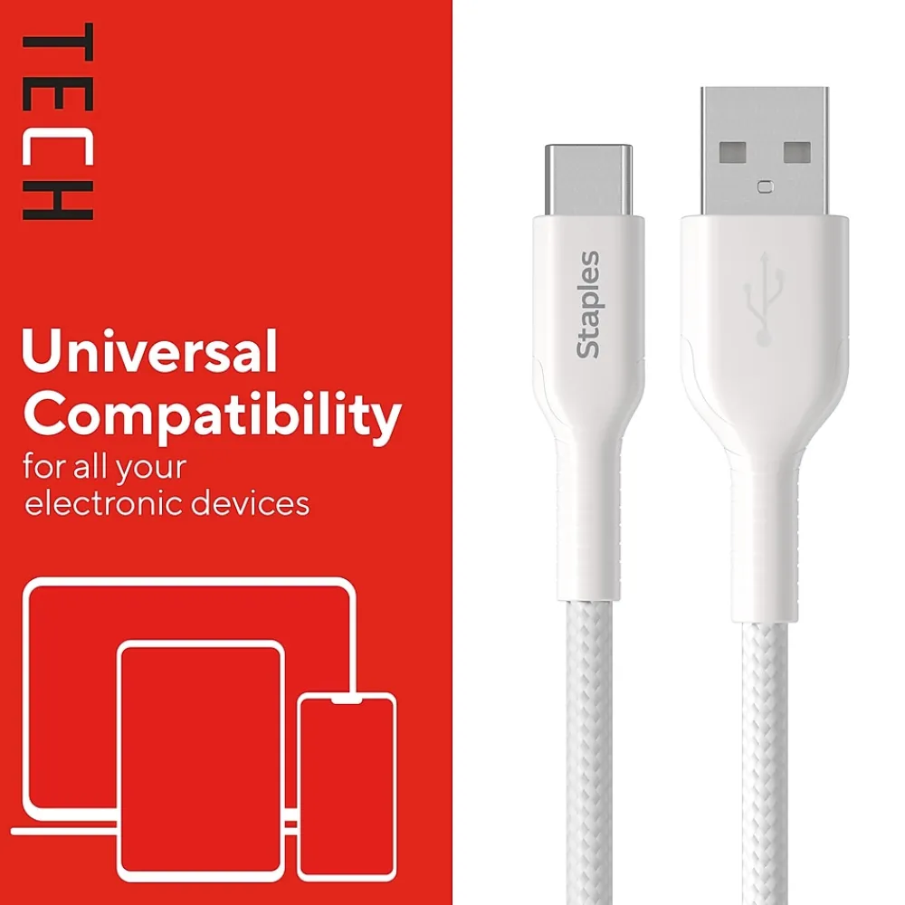 USB-C to USB-A Charging Cable, 3.3 ft., White (ST62337)<Staples TECH
