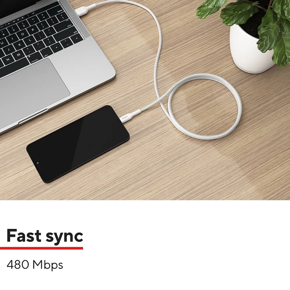 USB-C to USB-A Charging Cable, 6.5 ft., White (ST62338)<Staples TECH Outlet