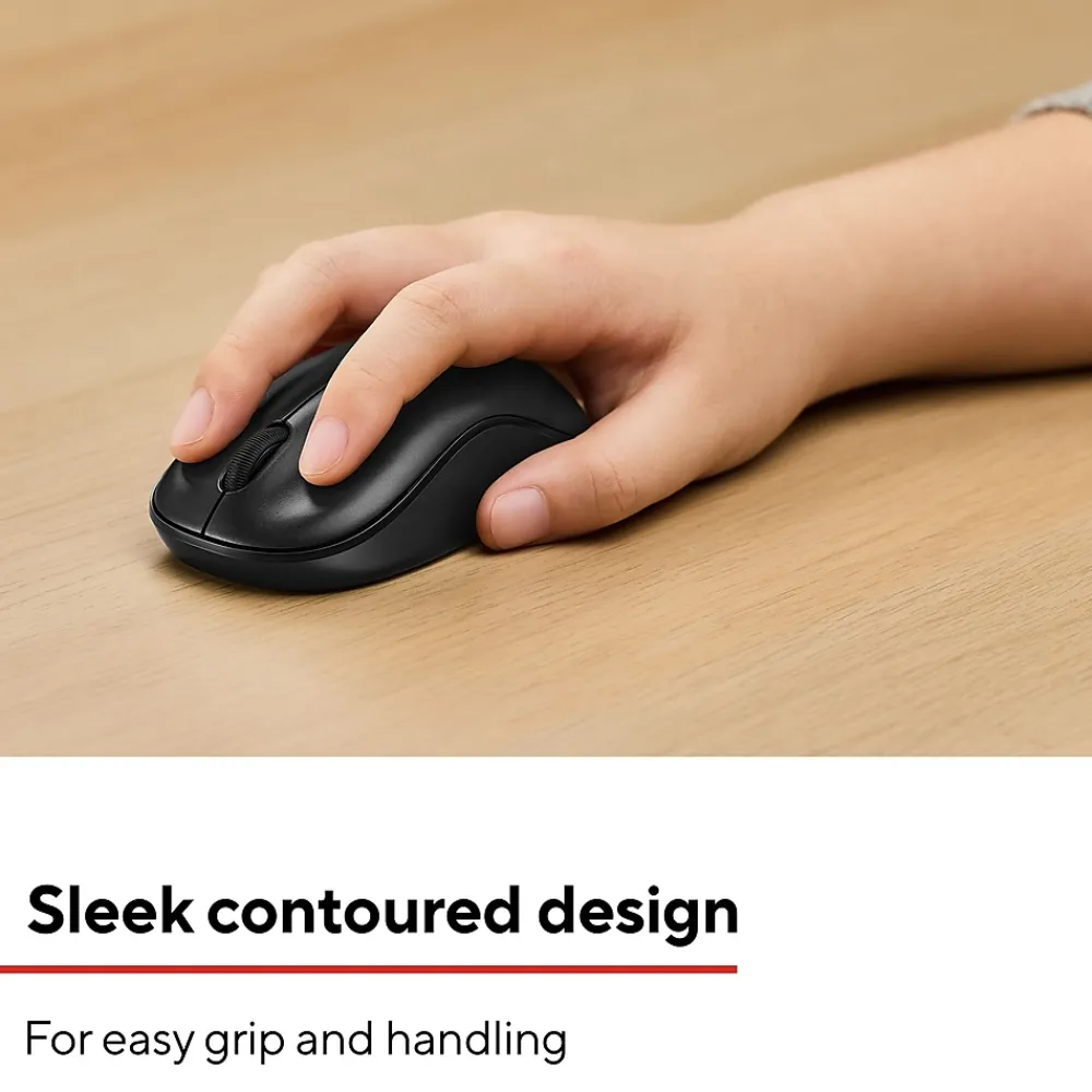 Discount Staples TECH Wireless Ambidextrous Optical USB Mouse, Black (ST62601)