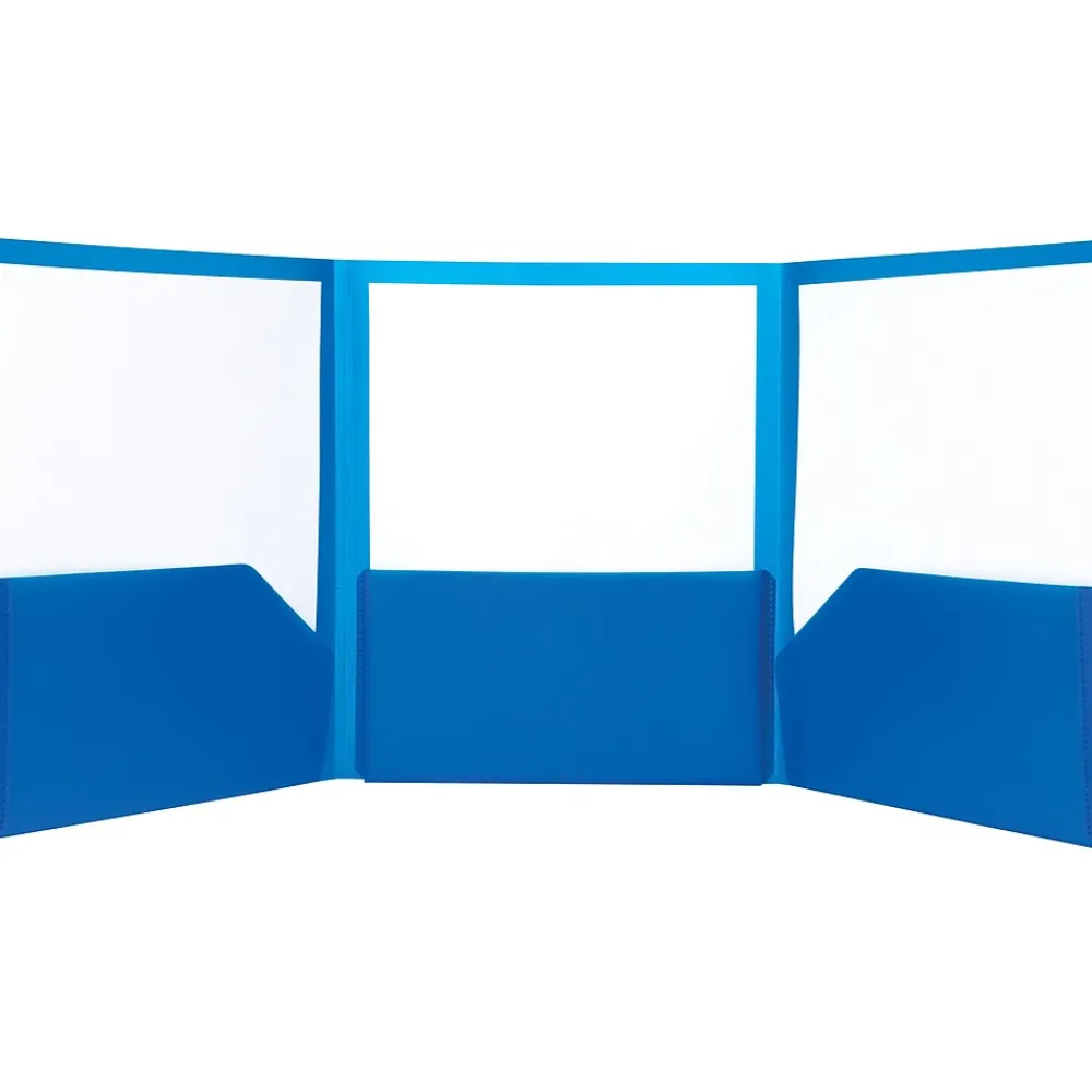 Pocket Folders|Staples Tri-Fold Folders, Dark Blue, 5/Pack (23305)