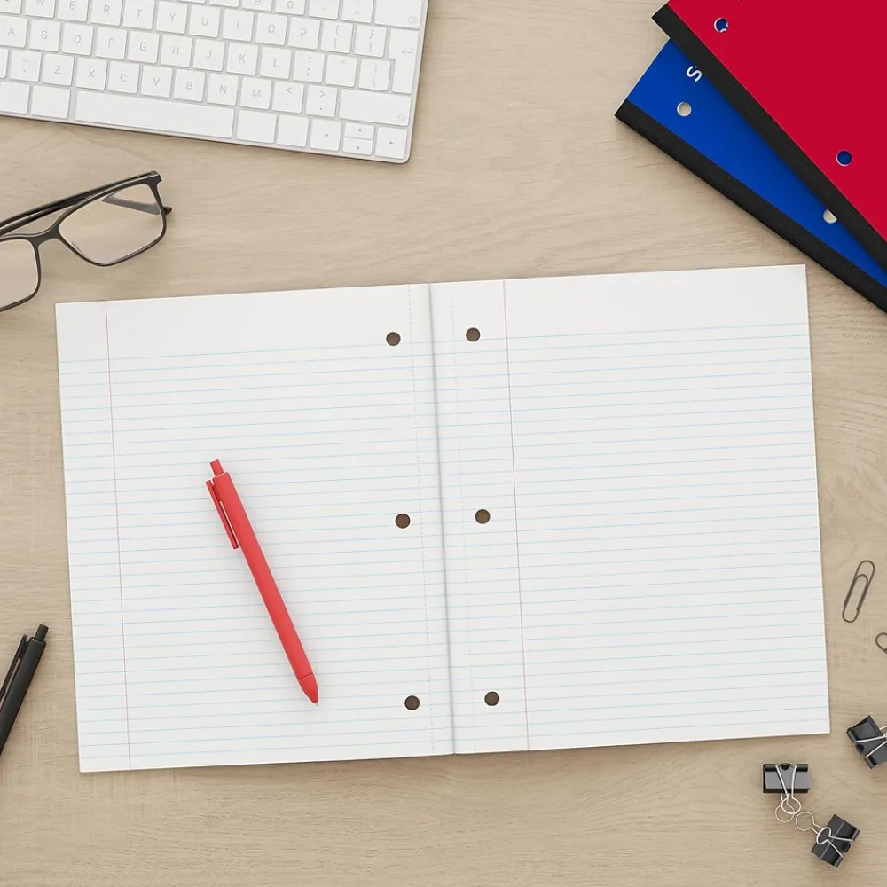 Subject Notebooks|Staples Wireless 1-Subject Notebook, 8.5" x 11", College Ruled, 80 Sheets, (ST58379) Red