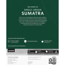 Starbucks Sumatra Coffee Keurig® K-Cup® Pods, Dark Roast, 24/Box (SBK22964)