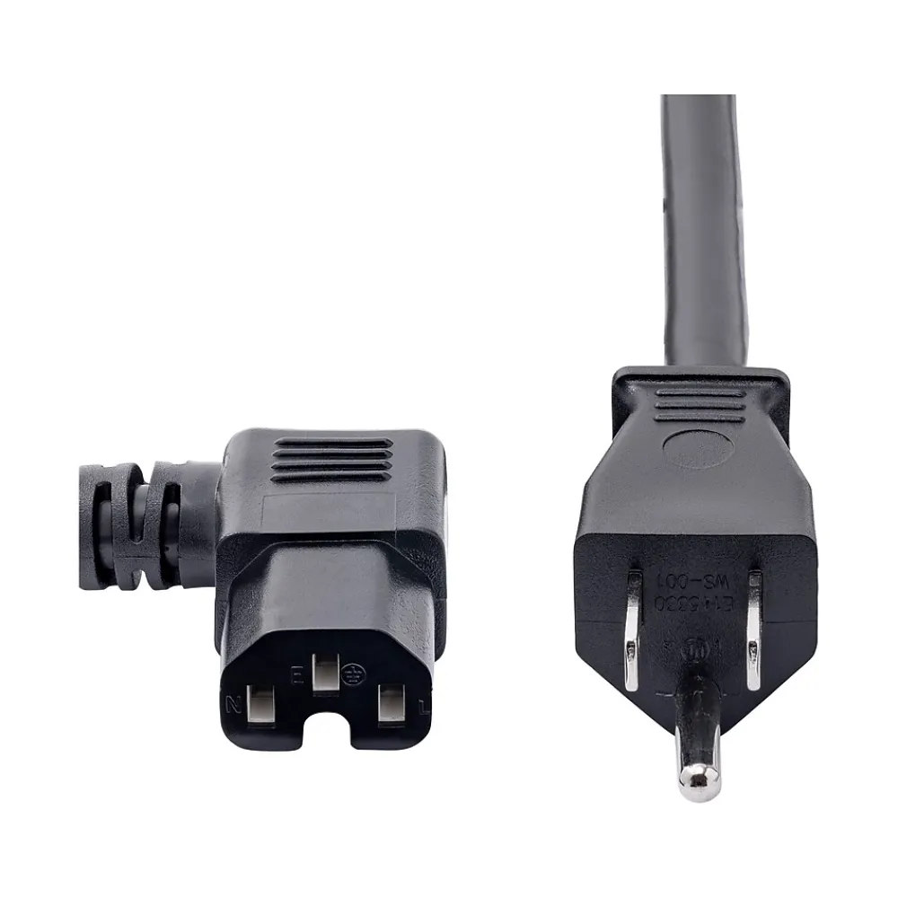 StarTech 8' NEMA 5-15P to Right Angle C15 Power Cable, Male to Female, Black (PXT515C158RA)
