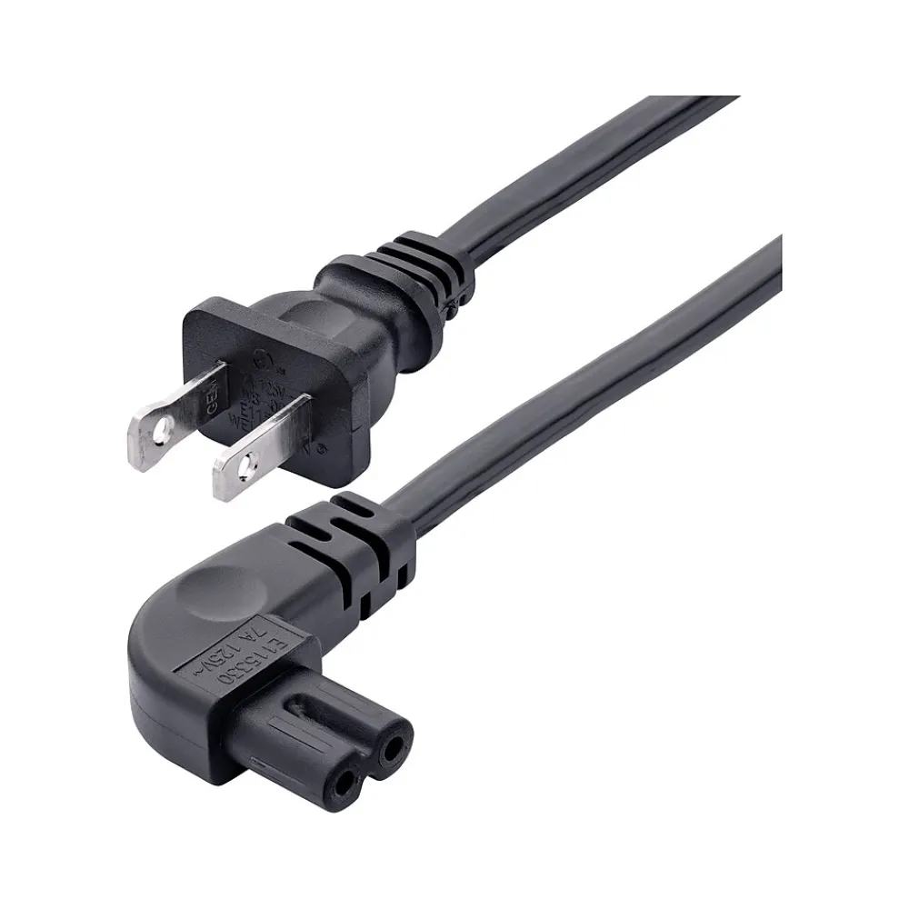 StarTech 6' NEMA 1-15P to Right Angle C7 Laptop Power Cord, Black (PXT101NB-STRA-6F)