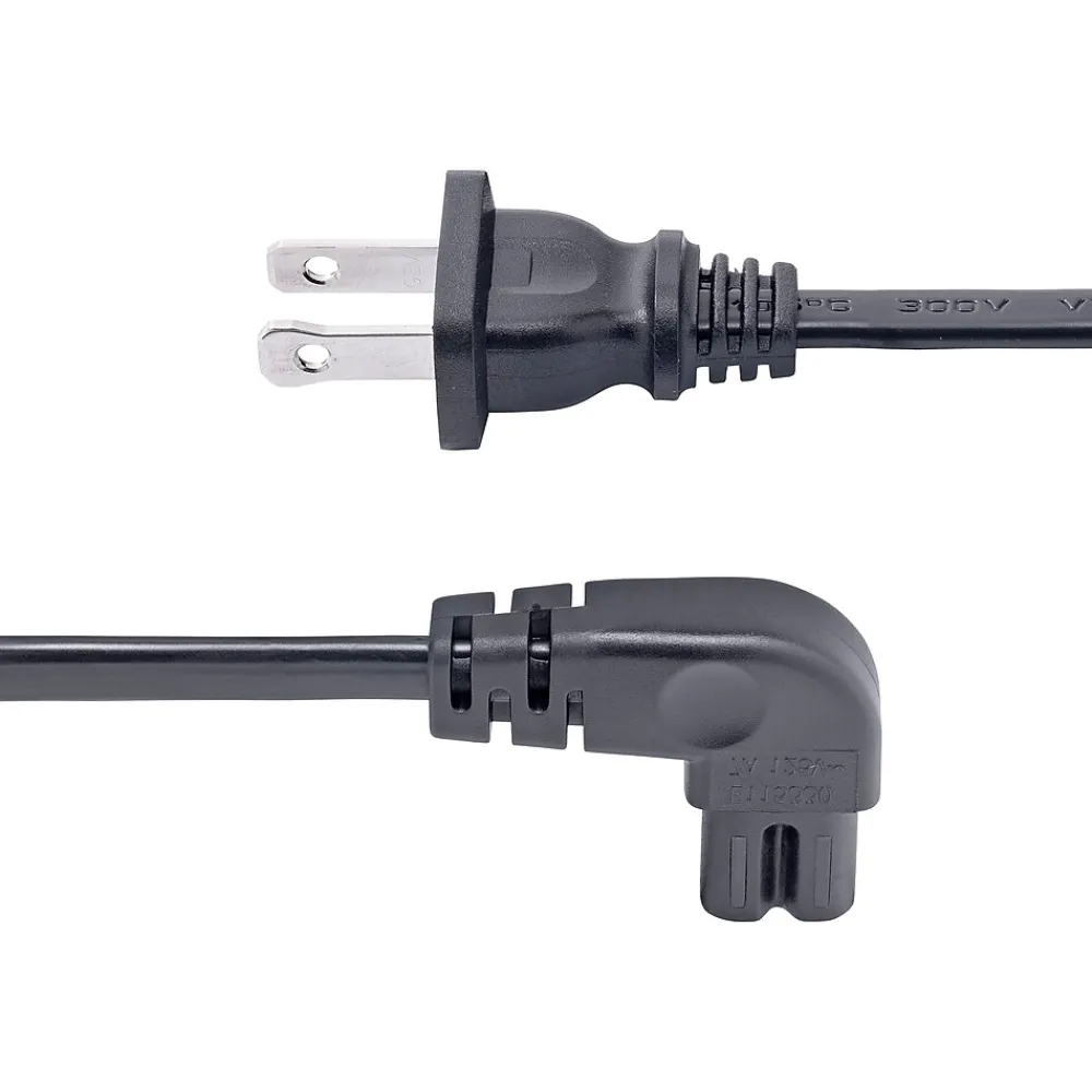 StarTech 6' NEMA 1-15P to Right Angle C7 Laptop Power Cord, Black (PXT101NB-STRA-6F)