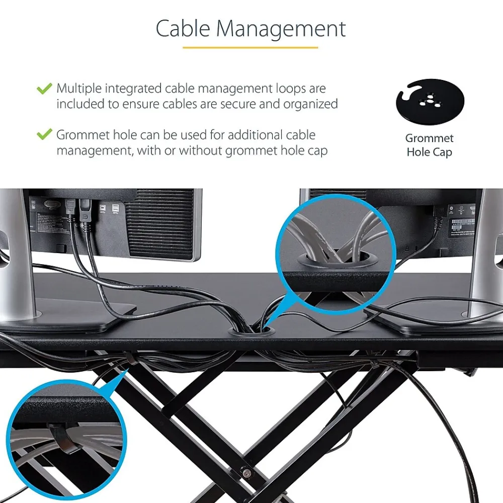 Standing Desks*StarTech Adjustable Large Surface Corner Sit Stand Desk Converter for Dual Monitors, Keyboard Tray, 35" x 21" (ARMSTSCORNR)