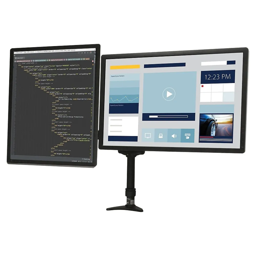 Discount StarTech Dual Monitor Arm Monitor Arm, Up to 24" Monitor, Black (ARMDUAL)