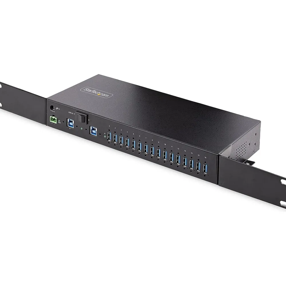 StarTech Industrial 16-Port USB 3.0 Hub, Black (5G16AINDS-USB-A-HUB)