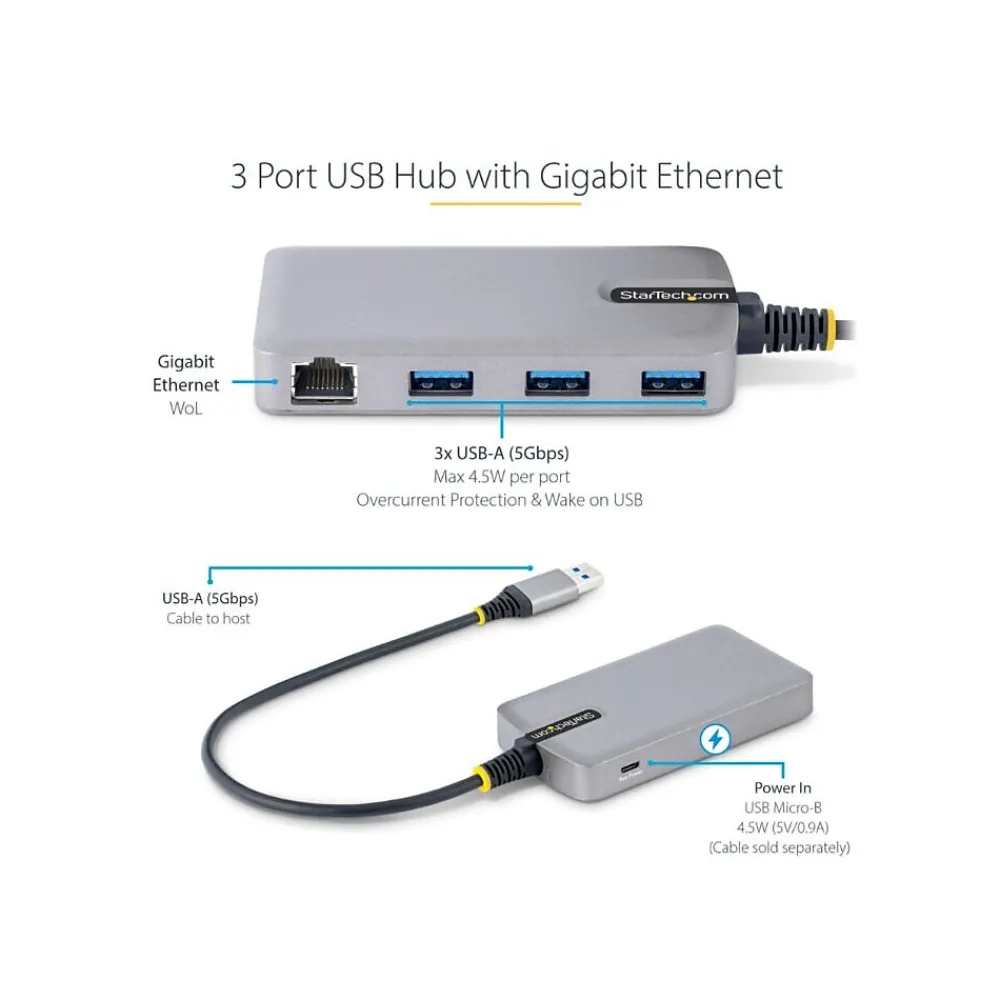 StarTech 4-Port USB 3.0 Hub, Gray (5G3AGBB-USB-A-HUB)