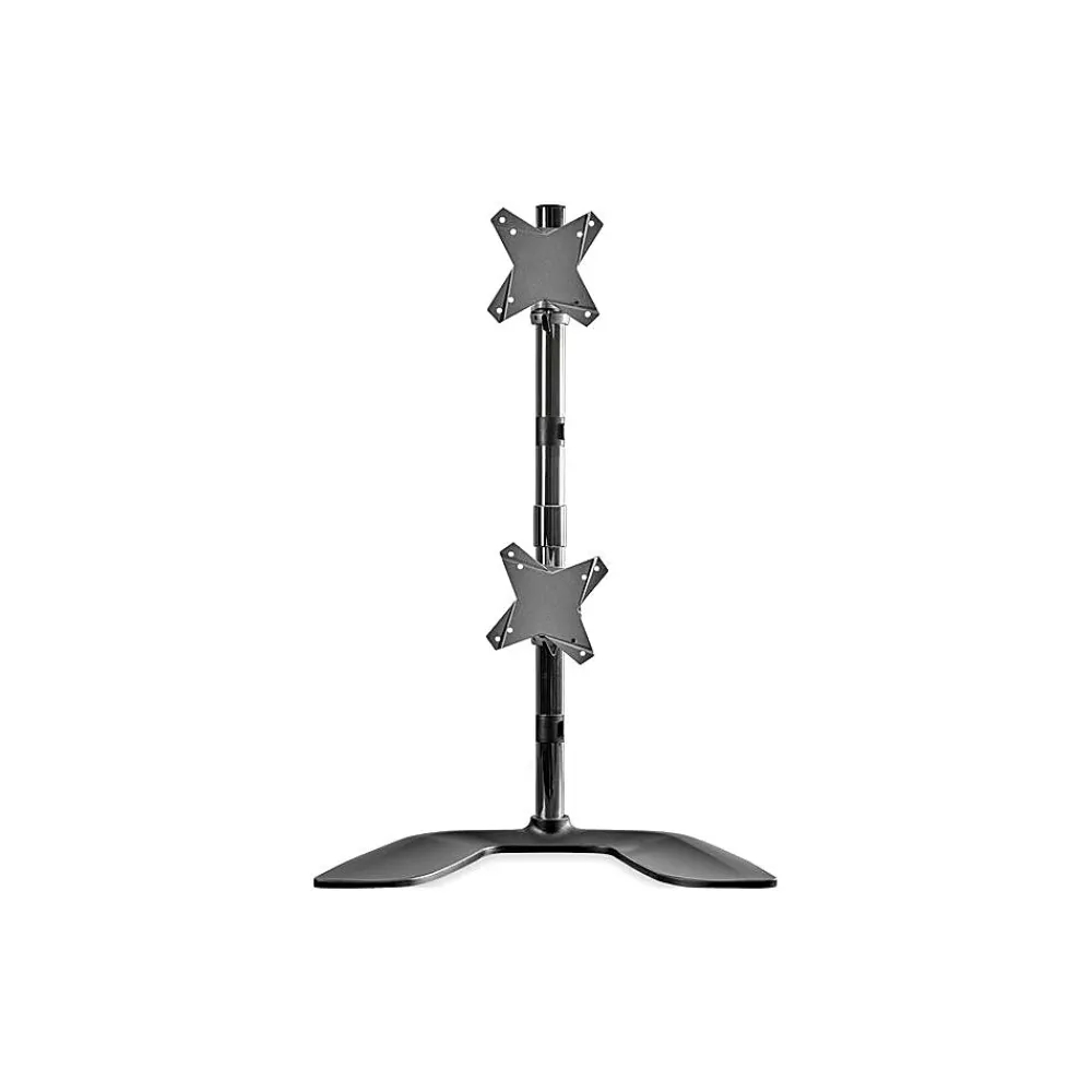 Online StarTech Vertical Dual Monitor Stand, Aluminum Adjustable, Up to 27", Black/Silver (ARMDUOVS)