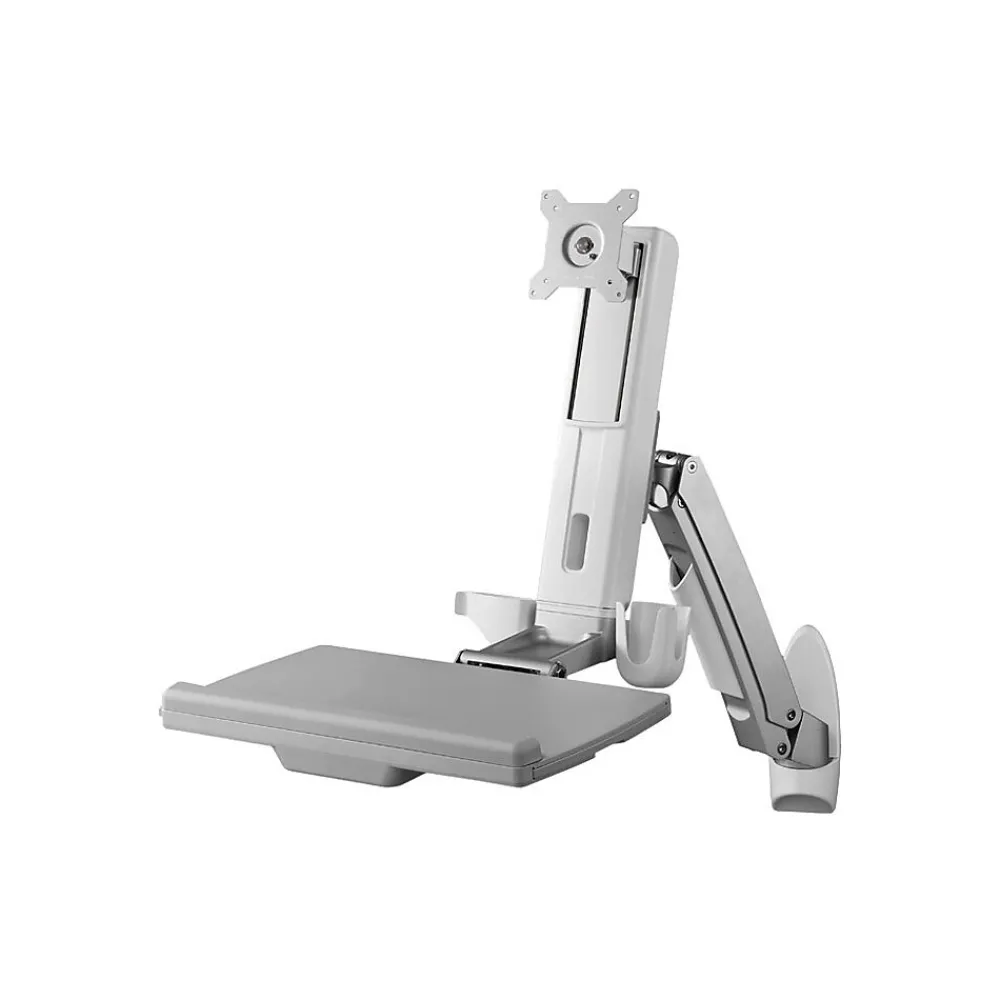 Sale StarTech Wall Mounted Sit Stand Desk, Height Adjustable Monitor Mounting Kit, Up to 24", Black (WALLSTS1)