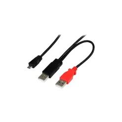 StarTech .comUSB2HAUBY11'DualUSB-AtoMicroUSB-BYCableforExternalHardDrive,Black