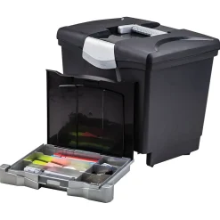 File Storage|Storex File Box with Pull-Out Tray, Letter Size, Black (61523E02C)